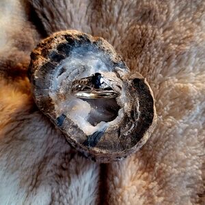 Blue Sapphie and Diamond White Gold Engagement Ring (geode not included)